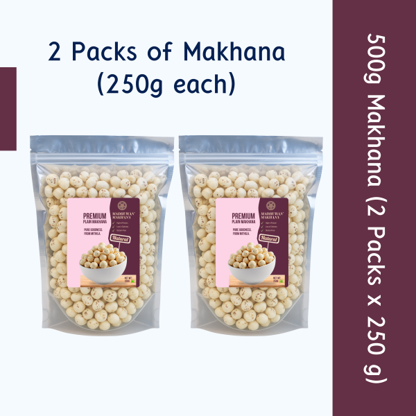 MADHUWAN PREMIUM PLAIN MAKHANA | NATURAL FOX NUTS | HEALTHY | MITHILA BIHAR 500 gm Fox Nut (2 x 250 g)