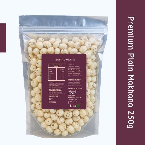 MADHUWAN PREMIUM PLAIN MAKHANA | NATURAL FOX NUTS | HEALTHY | MITHILA BIHAR 1KG Fox Nut (4 x 250 g)